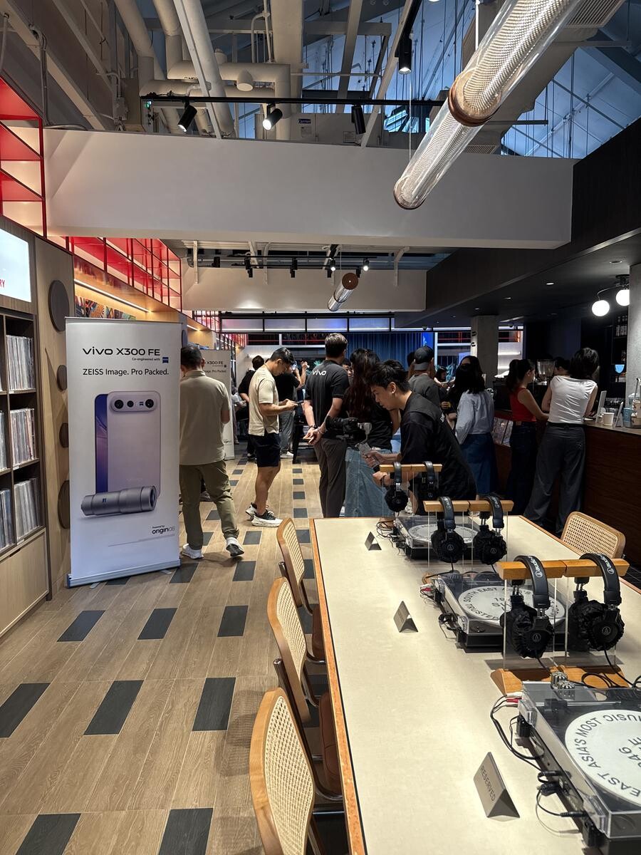 Guests at the vivo X300 FE launch event inside Swee Lee Music store Clarke Quay