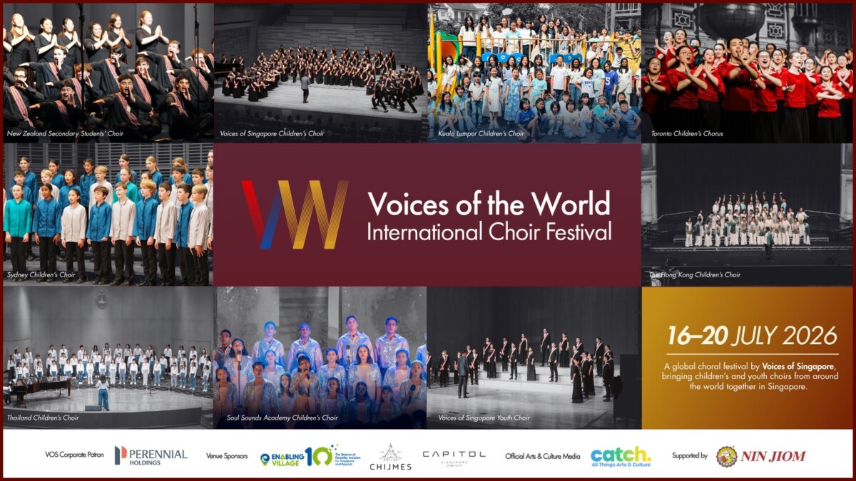 Voices of the World International Choir Festival 2026 official key visual featuring sponsors