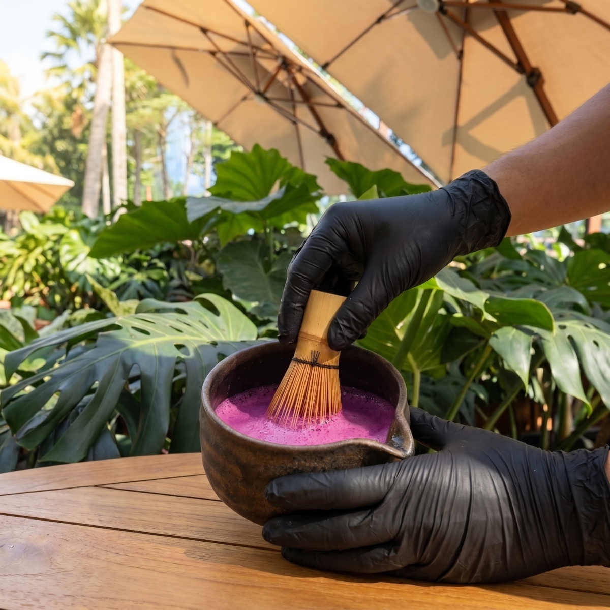 WHUCHU Beer Garden's Ube Makgeolli, made with real ube for a naturally sweet, delicate flavour.