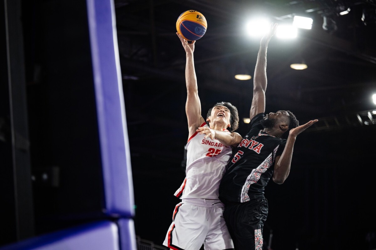 Xu Duanyang attempts a layup for Singapore against Kenya at the 2026 Commonwealth Games