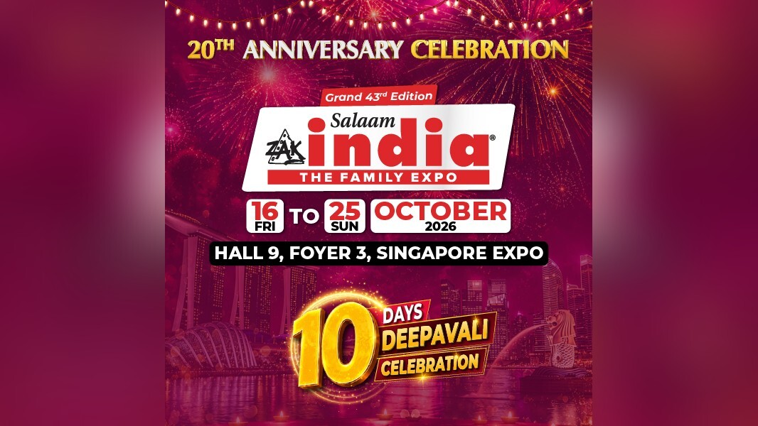 Zak Salaam India Expo 2026 key visual: Grand 43rd Edition, 16 to 25 October, Hall 9 and Foyer 3, Singapore Expo